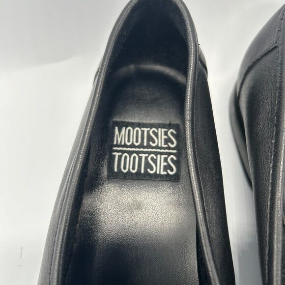 MOOTSIES TOOTSIES Black Leather Slip-On Royal Moccasins~Flat Loafers-Womens Sz 7 - Picture 7 of 8